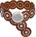Western PU Leather Belt for Women - Wide Concho Cowgirl Style