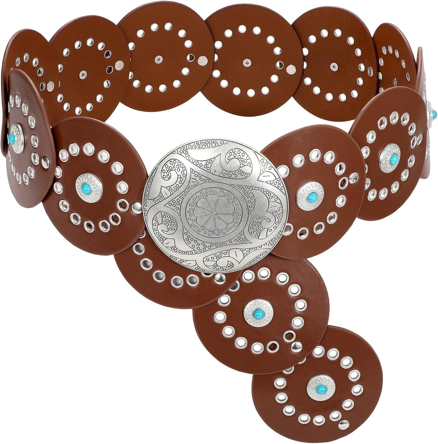 Stylish Western PU Leather Belts for Women with Concho Design