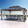 EROMMY 12x16 ft Gazebo Polycarbonate Double Roof Pavilion - Ventilated