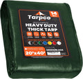 20 x 40 Green/Black 14 Mil Heavy Duty Tarp Cover - Waterproof