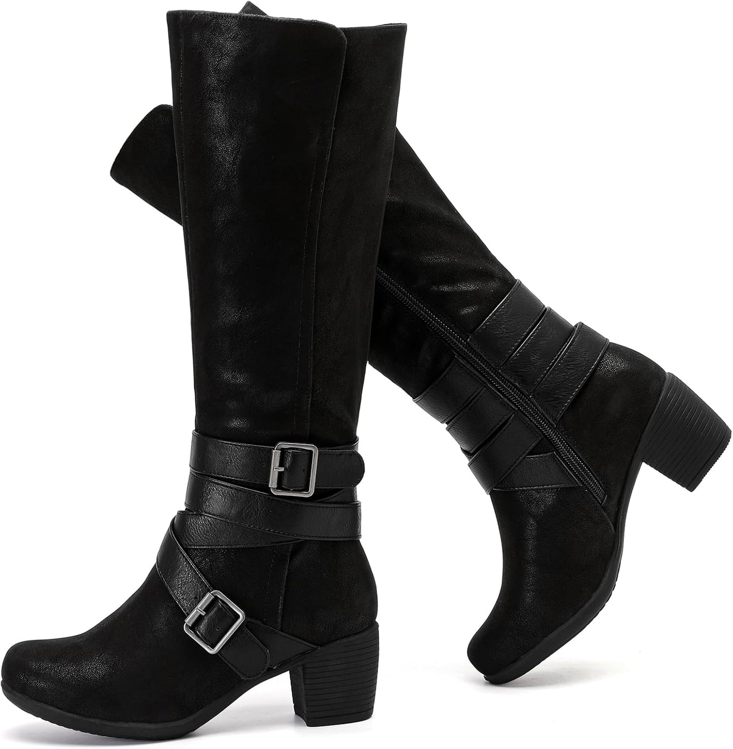 Women's Knee High Boots with Chunky Heel for Fall and Winter