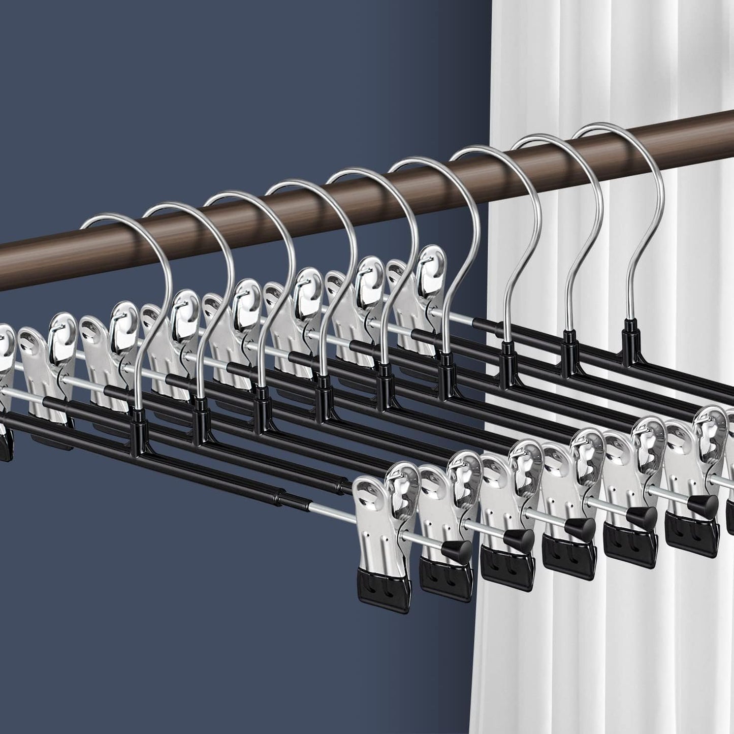 Adjustable Pants Hangers with Clips for Space Saving Storage