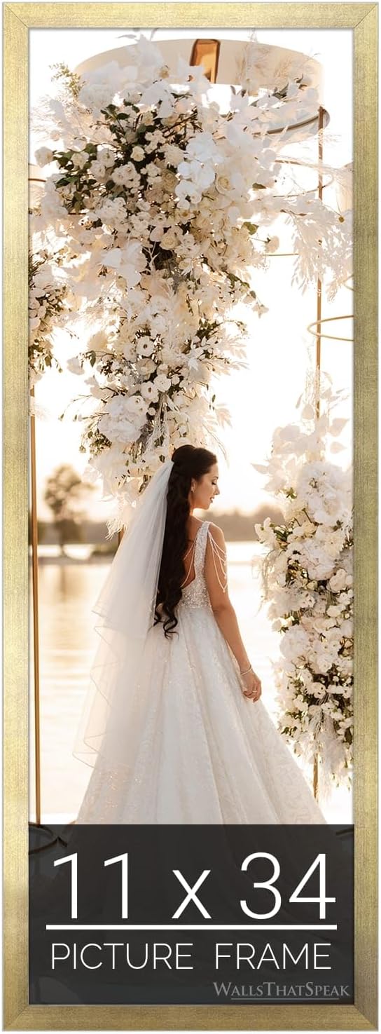 11x34 Gold Picture Frame for Puzzles Posters Photos Artwork