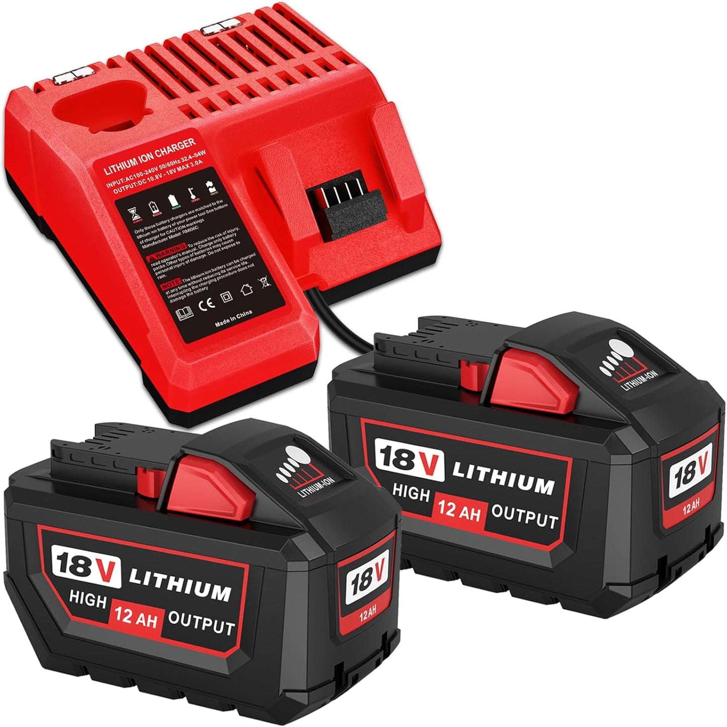 2Packs 12000mAh Lithium Replacement Battery and Charger Kit