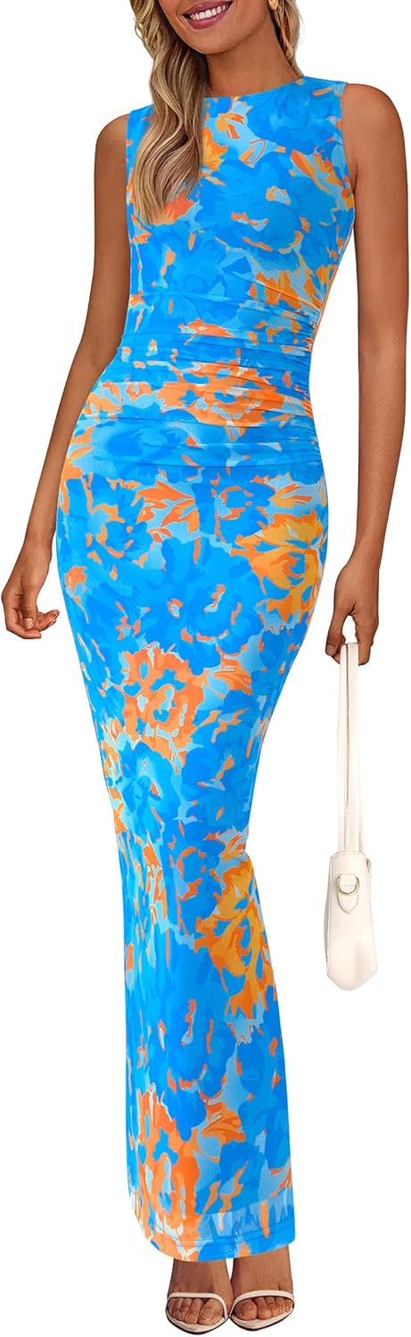 Floral Bodycon Maxi Dress for Women - Perfect Wedding Guest Attire