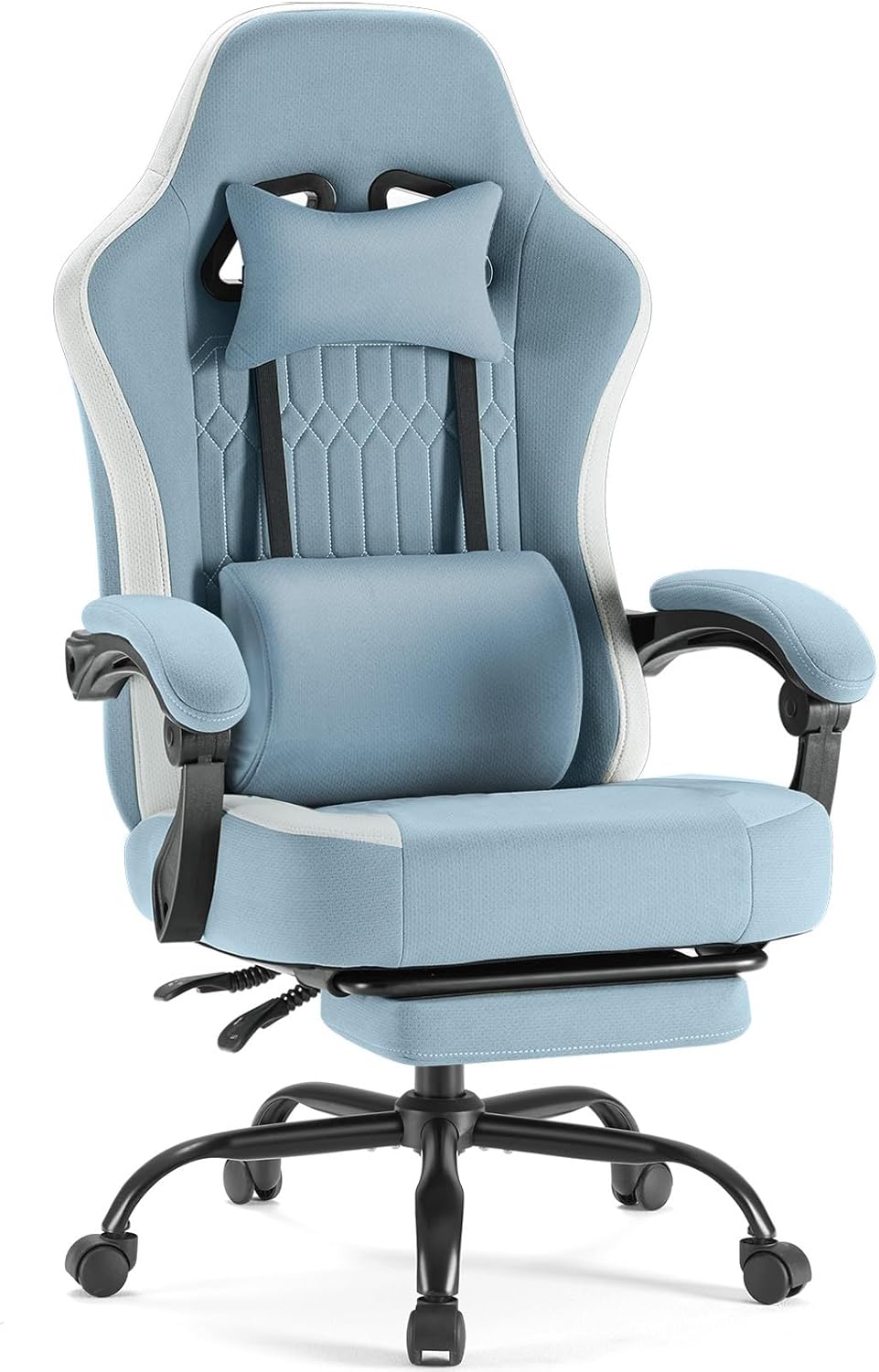 DUMOS Gaming Chair with Ergonomic Design and Footrest Features
