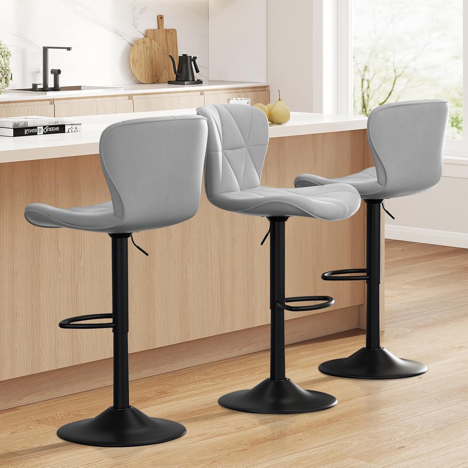 Adjustable Swivel Bar Stools Set of 3 for Kitchen Island