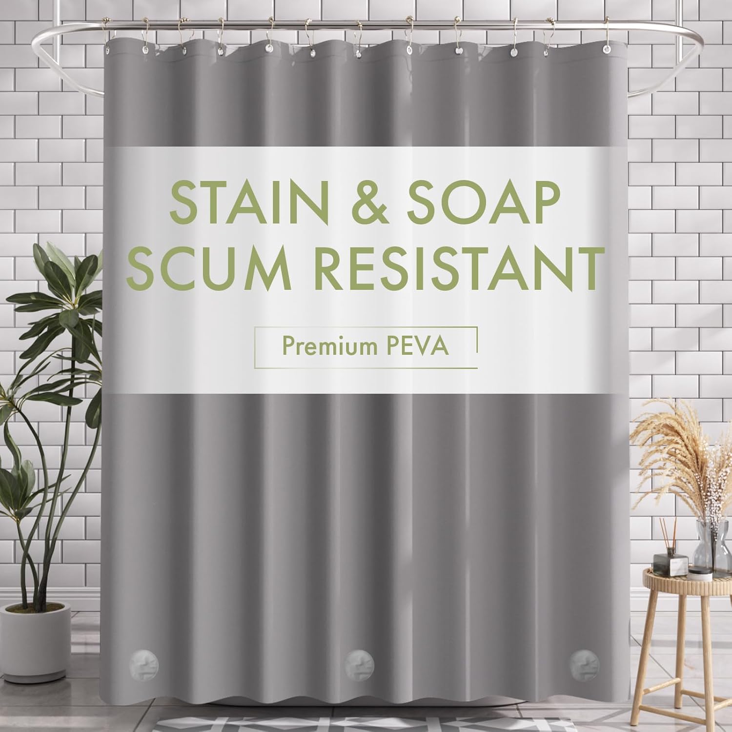 AmazerBath Lightweight Gray Shower Curtain Liner