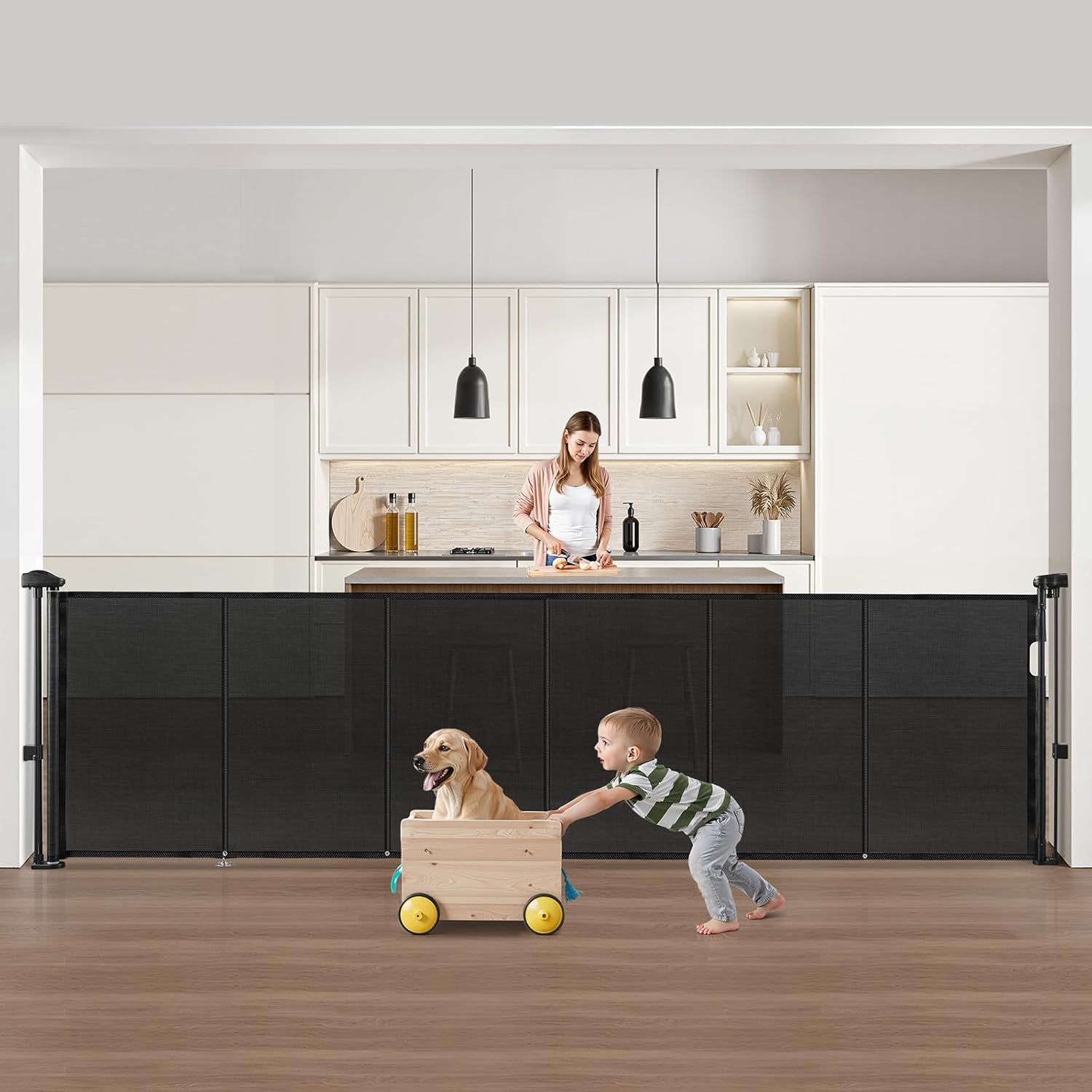 VEVOR Retractable Baby Gate for Kids and Pets, 34in Tall