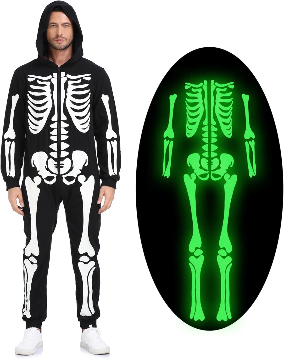 Glow in the Dark Skeleton Jumpsuit for Halloween Fun