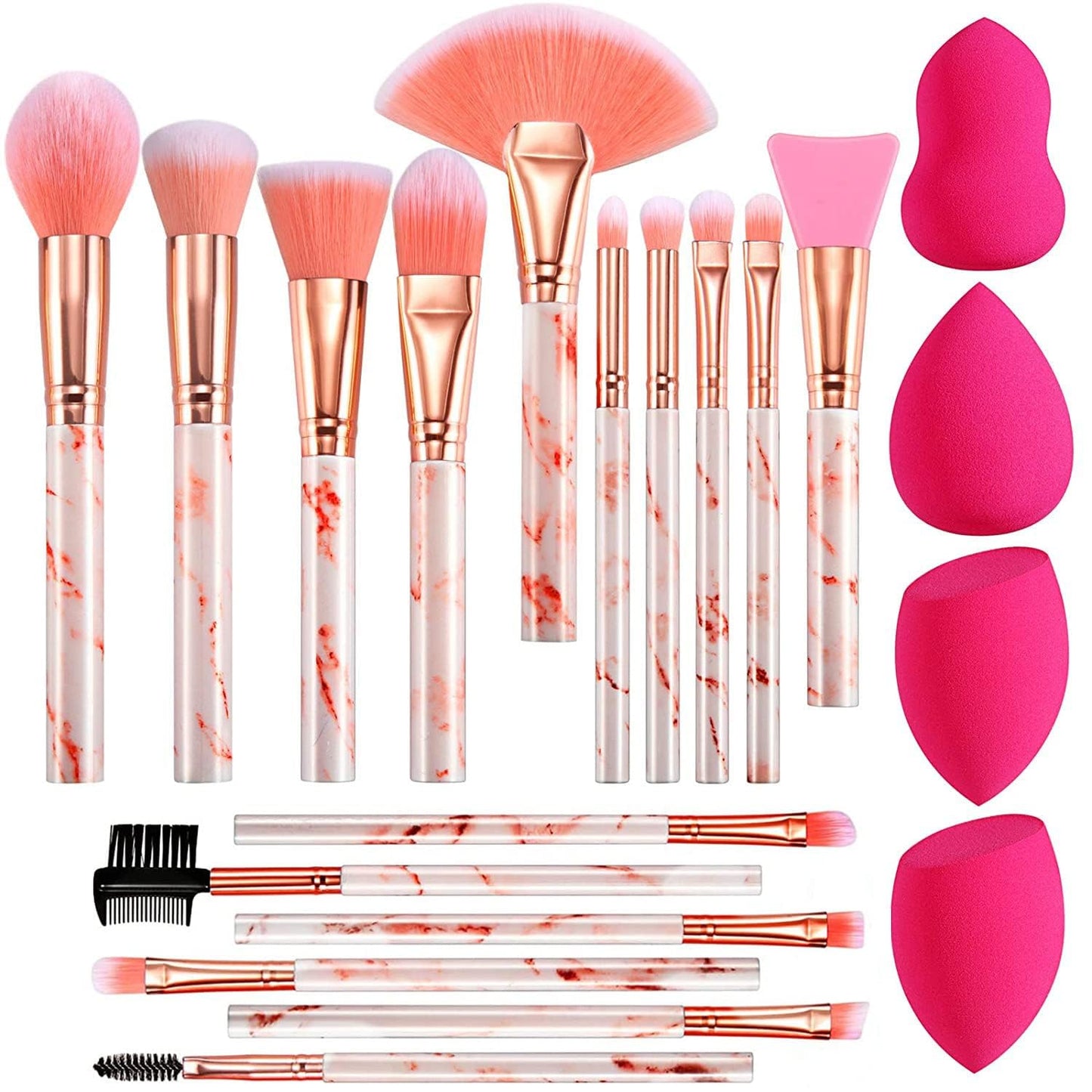DUAIU 16PCS Marble Makeup Brushes Set - Flawless Application