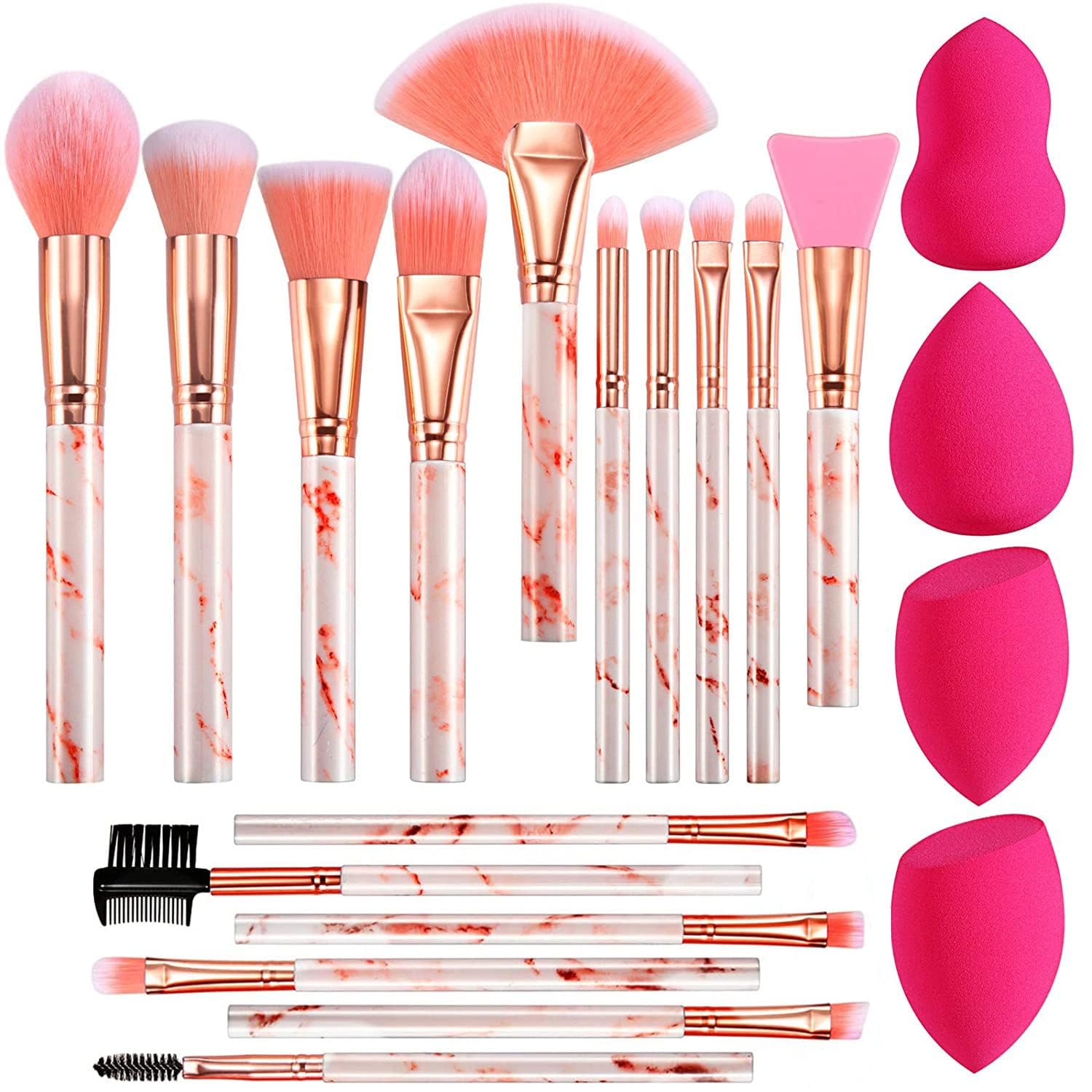 DUAIU 16PCS Marble Makeup Brushes Set - Flawless Application