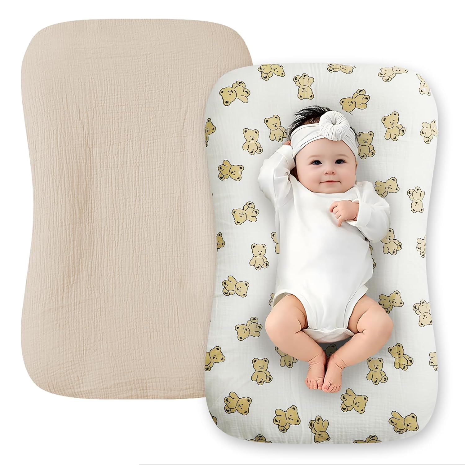 Soft Cotton Baby Lounger Covers 2 Pack - Breathable & Cozy Slipcovers