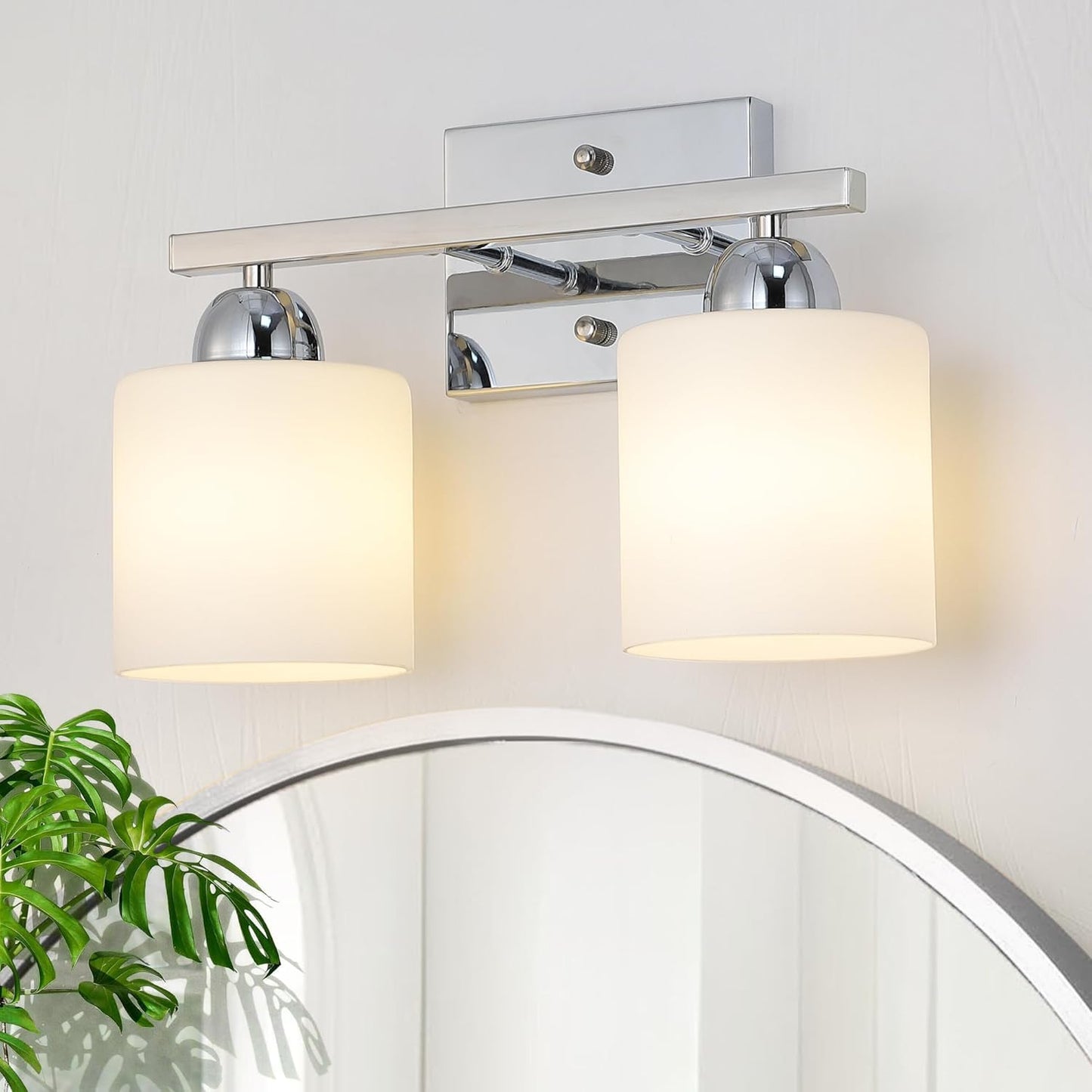 Stainless Steel Milk Glass Vanity Lights for Modern Bathrooms