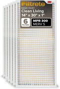 Filtrete 14x30x1 Air Filter MPR 300 MERV 5 - Clean Living 6-Pack