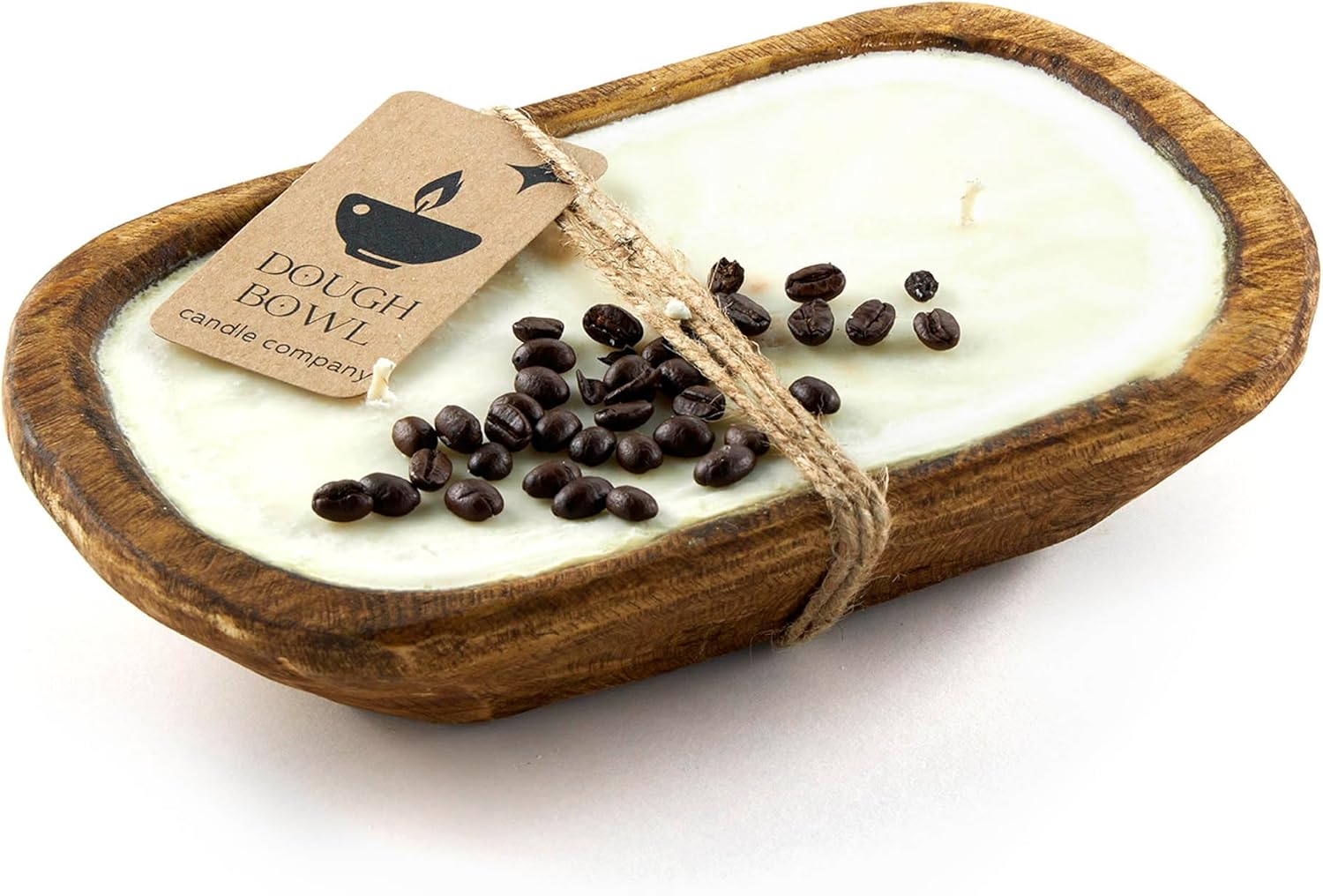Vanilla Latte Soy Candle in Rustic Wooden Dough Bowl - 20 Oz