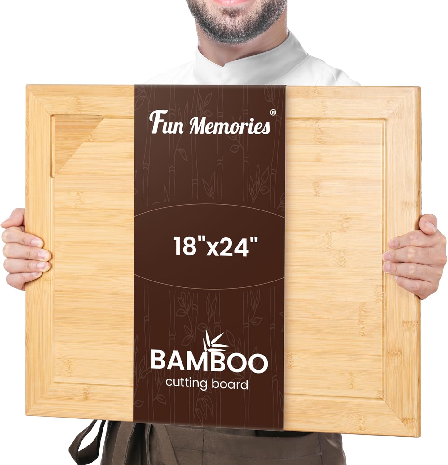 18x24 Bamboo Cutting Board - Extra Large Butcher Block for Kitchen