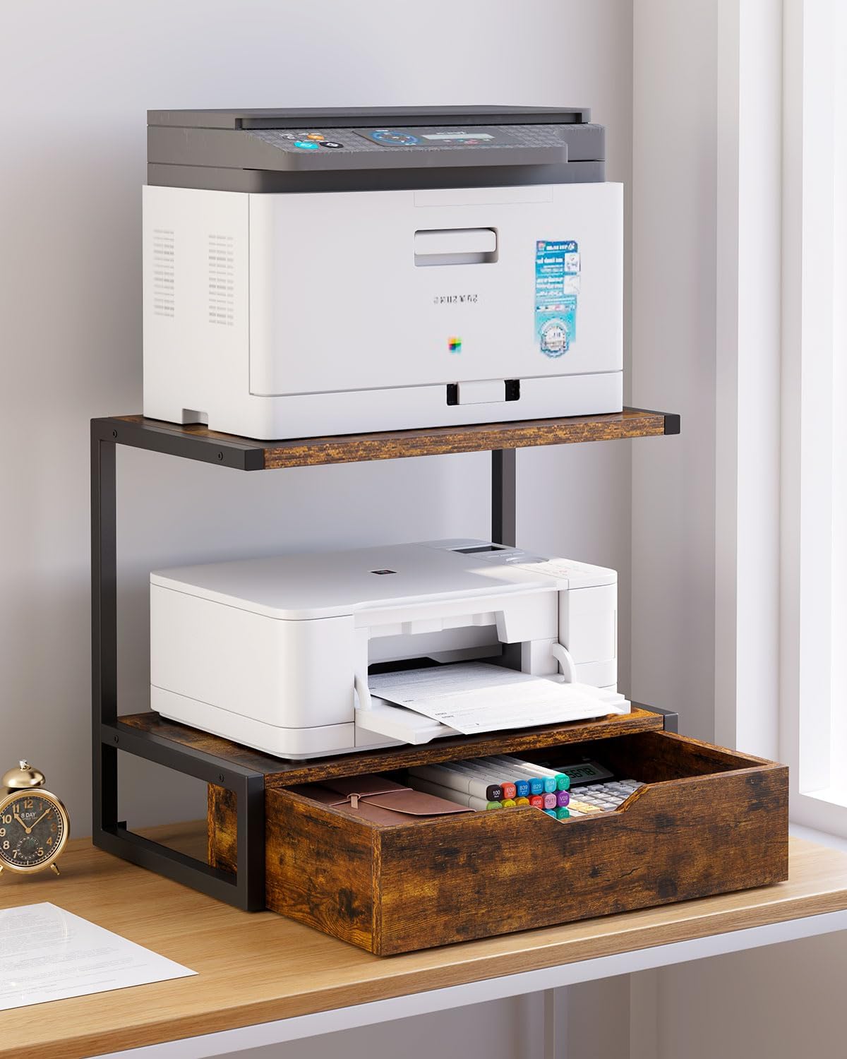 IBUYKE 2 Tier Desktop Printer Stand for Home Office Use