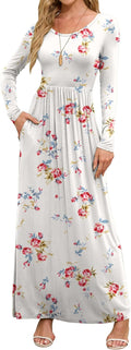 DEARCASE Women's Maxi Dress Long Sleeve Casual - Soft, Pockets & High