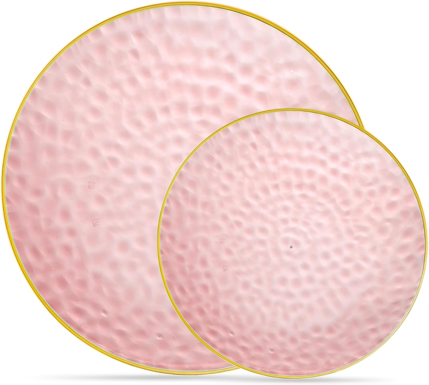 Elegant Pink Hammered Plastic Plates Set for Parties & Events