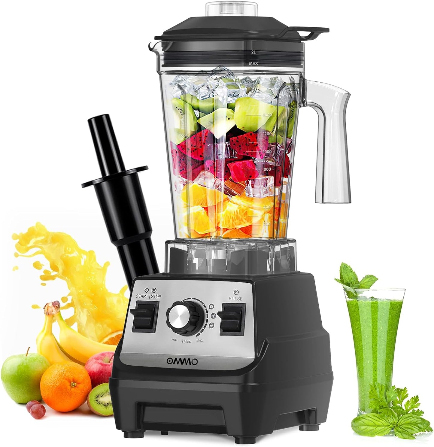 1800W OMMO Blender: High Speed, Stainless Steel Blades