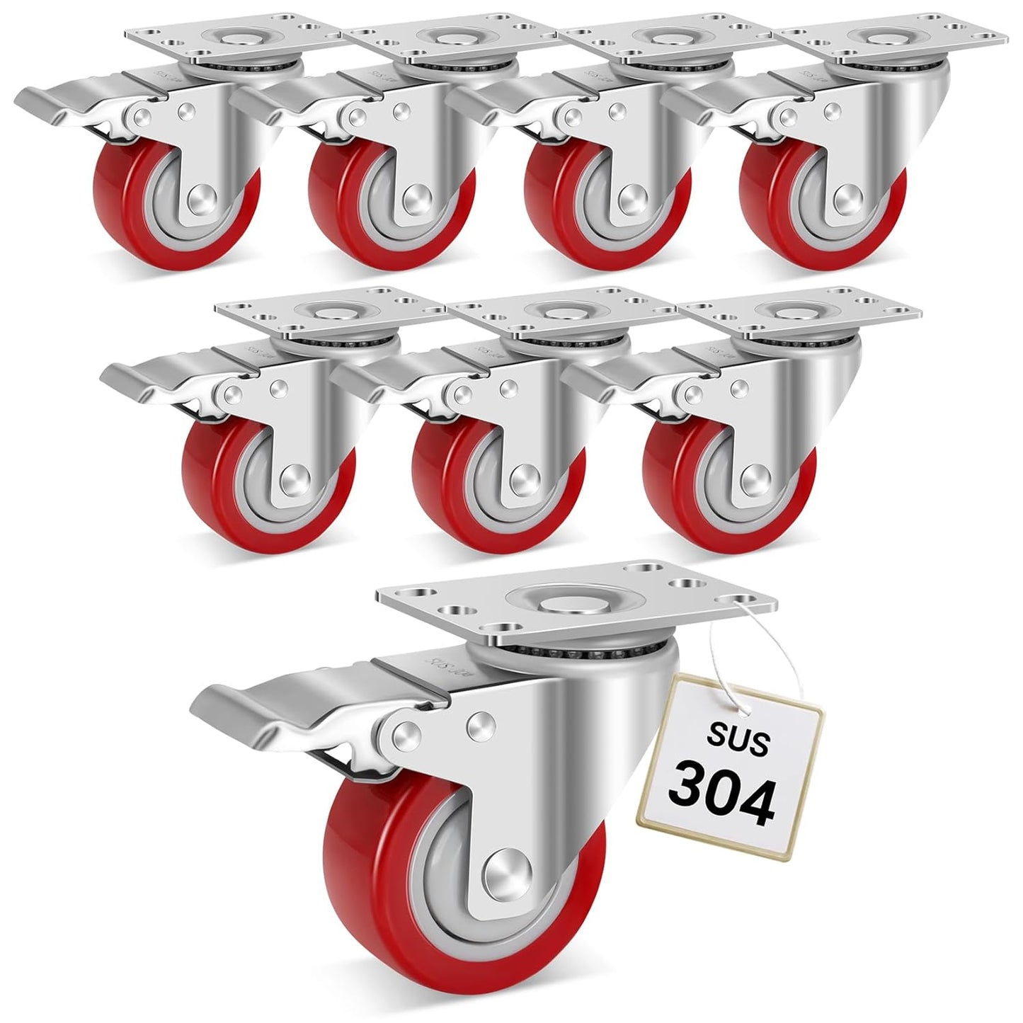3 Inch Stainless Steel Caster Wheels with Brake for Heavy Duty Use
