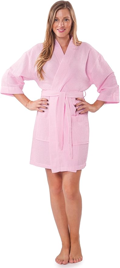 Turquaz Linen Lightweight Thigh Length Robes for Women - Waffle Kimono