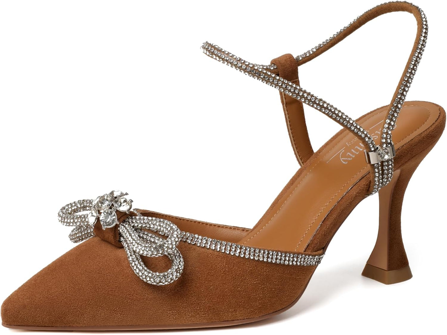 Susanny Women's Closed Toe Rhinestone Wedding Low Heel Pumps