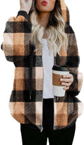 ReachMe Womens Oversized Sherpa Jacket Fleece Zip Hooded Coat - Cozy