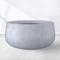 15.7 in Round Concrete Planter in Gray - Large Curvaceous Pot