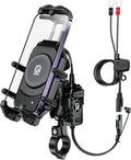 Motorcycle Phone Mount with Qi 15W Wireless Charger & 30W PD/USB-C