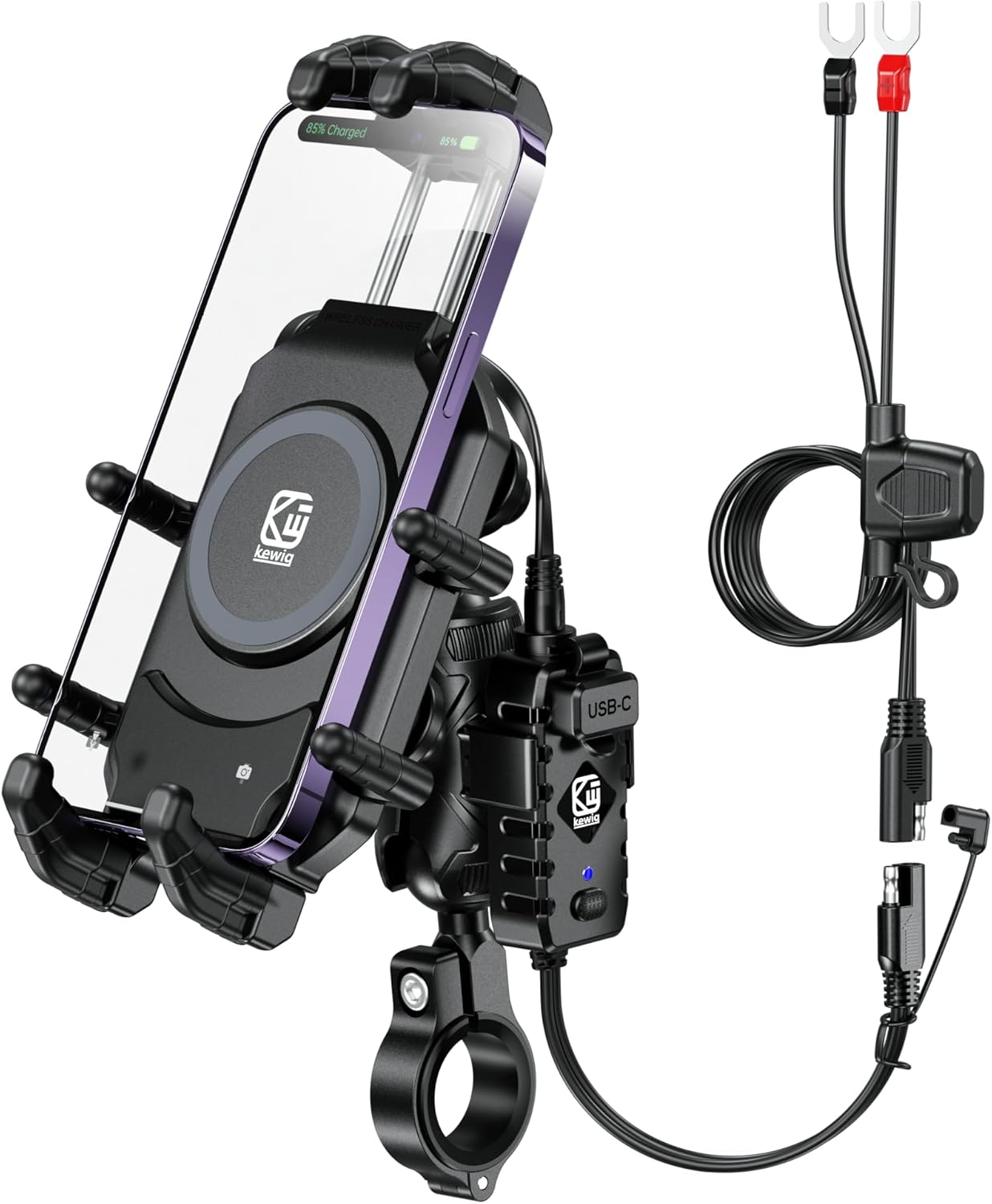 BRCOVAN Motorcycle Phone Mount with Qi 15W Wireless Charger