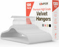 White Velvet Hangers 120 Pack - Space-Saving Non-Slip Closet Solution