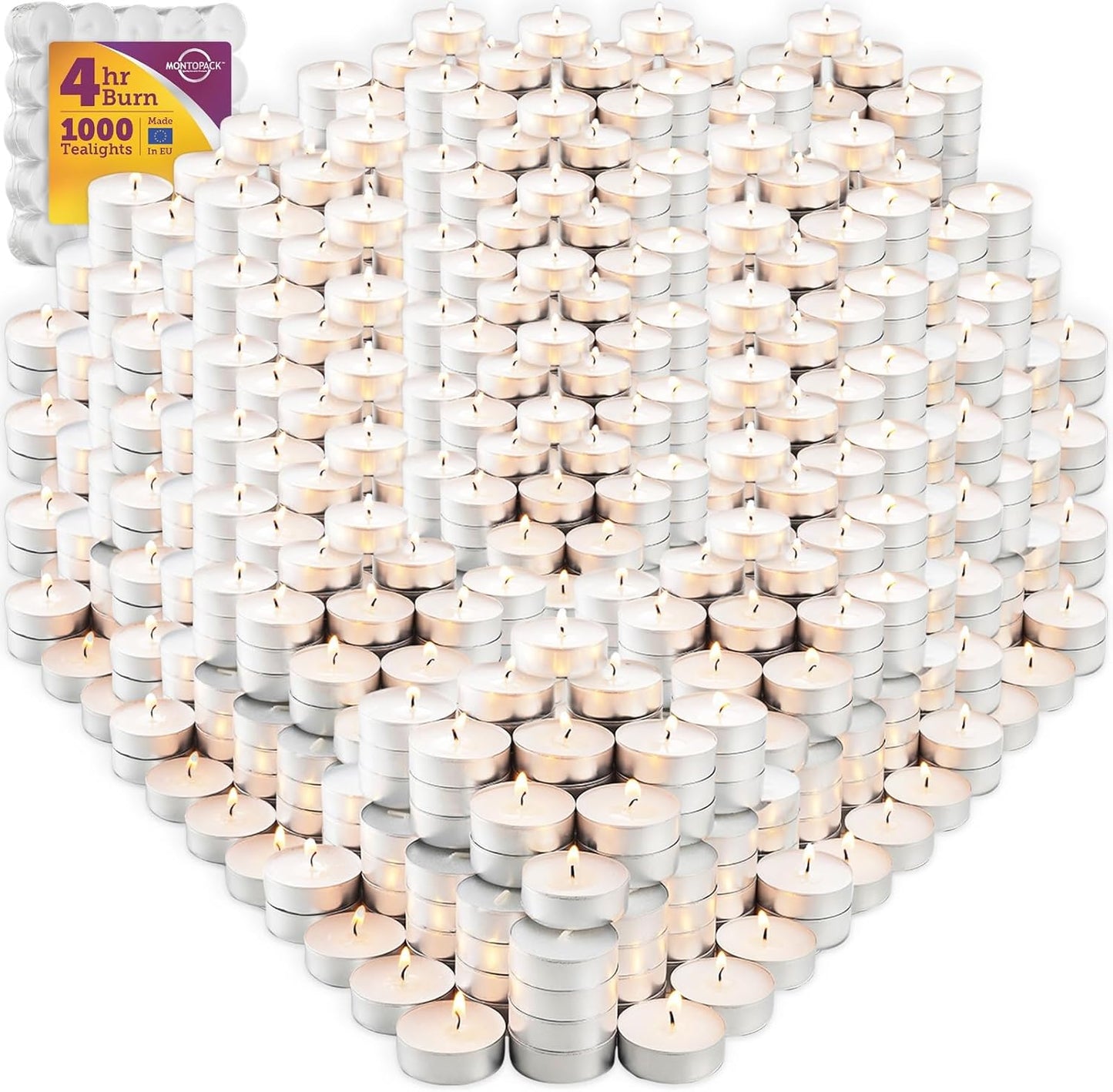 MontoPack Unscented Tea Light Candles for Events and Home Use