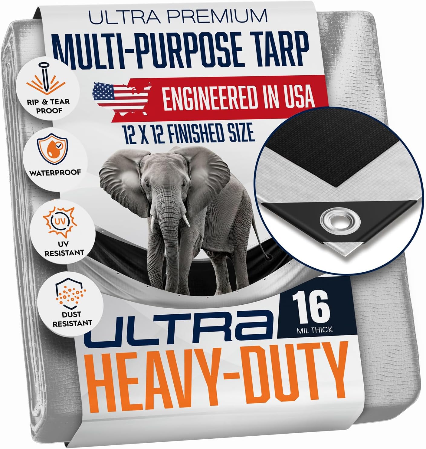 12x12 Ultra Heavy Duty Tarp - Waterproof and UV Resistant