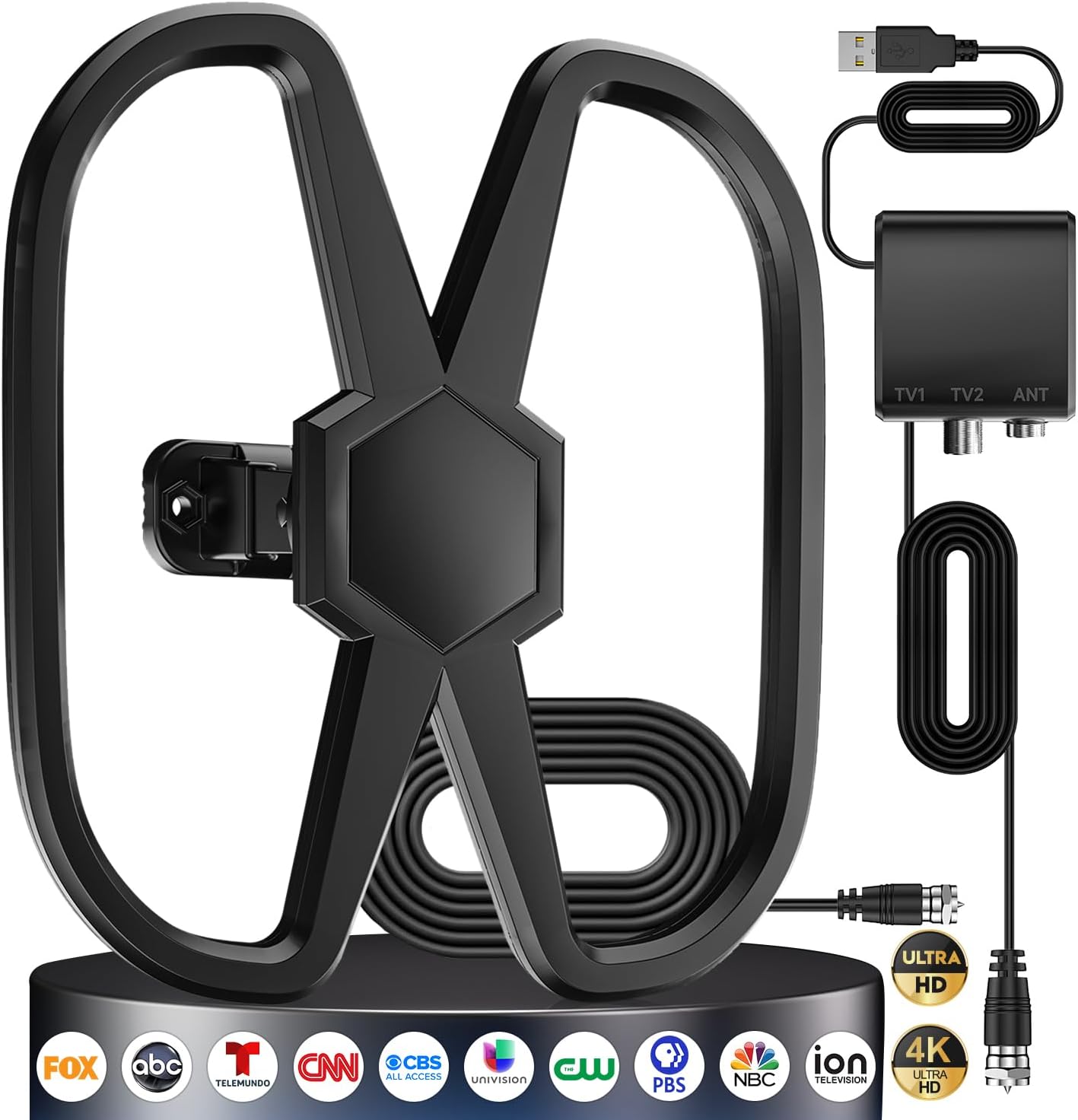 2900 Miles Range Digital TV Antenna for 2 TVs with Amplifier