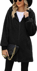 Yanekop Womens Oversized Sherpa Jacket Fuzzy Fleece Zip Up Jacket