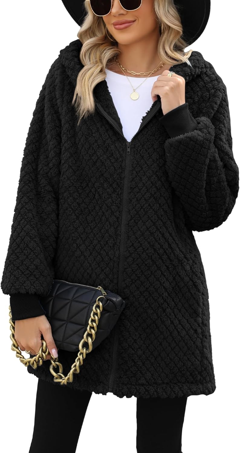 Yanekop Womens Oversized Sherpa Jacket for Cozy Winter Wear