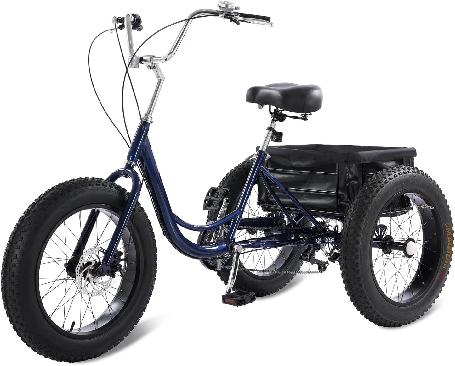 20 Inch Fat Tire Adult Tricycle with 7-Speed Gear System