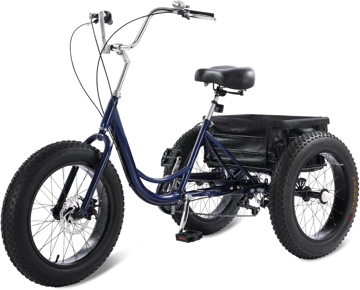 20 Inch Fat Tire Adult Tricycle with 7-Speed Gear System