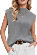 Wool Blend Mock Neck Sweater Vest Women - Business Casual Layer