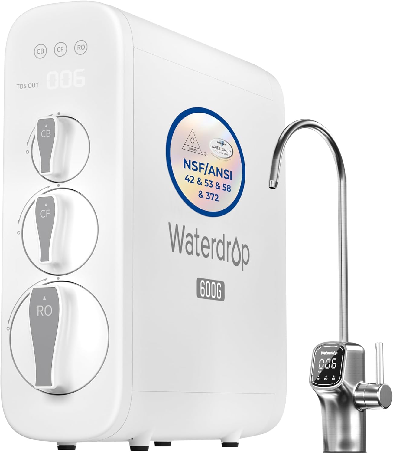 Waterdrop G3P600 Reverse Osmosis System: 8 Stage Tankless RO