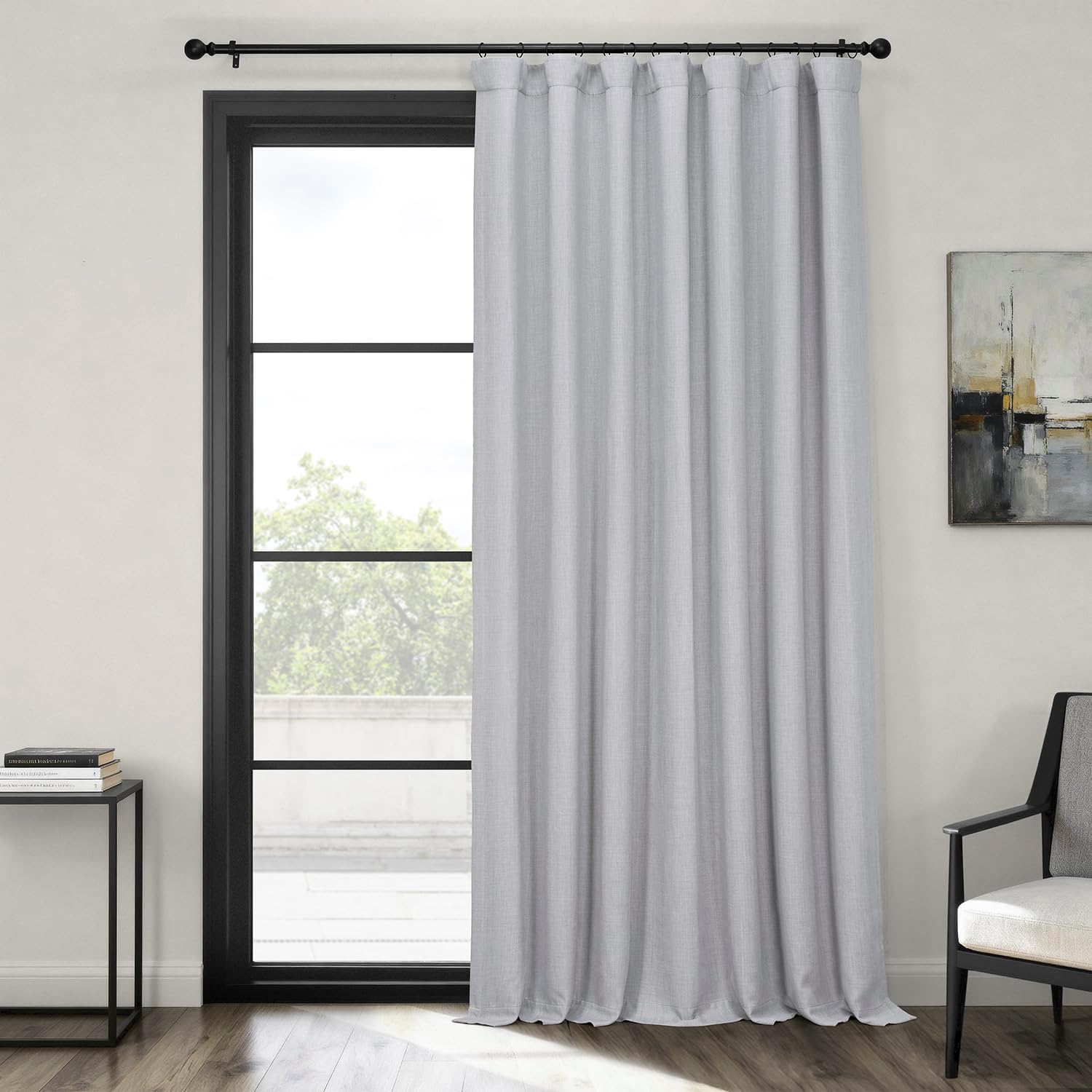 Faux Linen Curtains for Living Room - Room Darkening Drapes