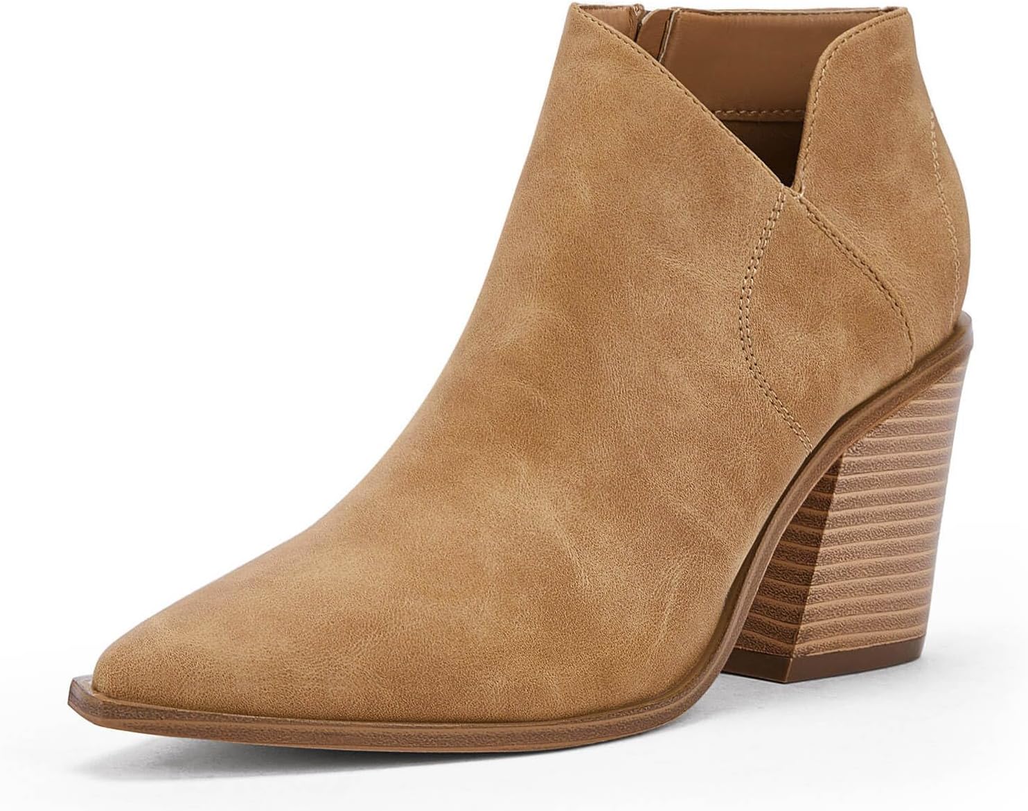 Womens Pointed Toe Ankle Boots with Block Chunky Heel Style