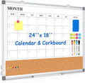 Monthly Calendar Whiteboard Cork Combo 24 x 18 in - Organized Monthly