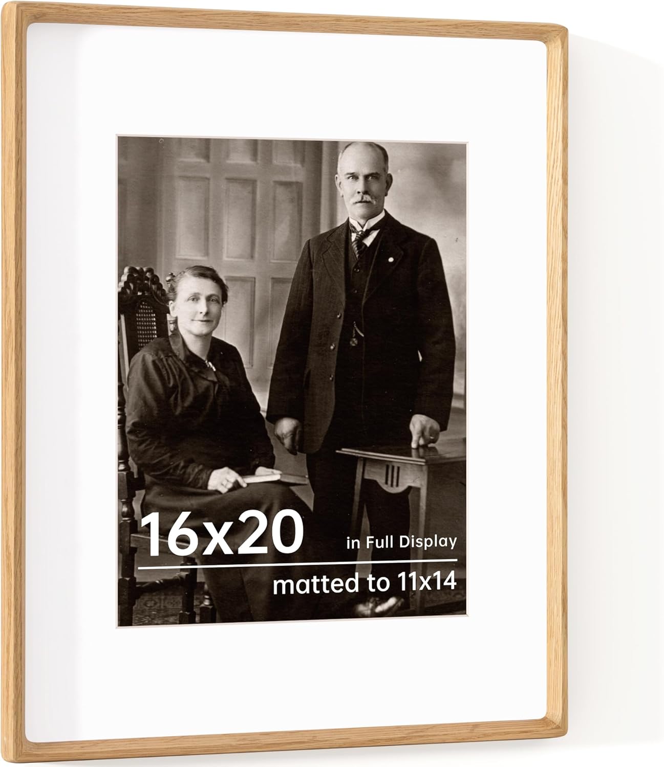 16x20 Natural Oak Wood Picture Frame with Real Glass Display