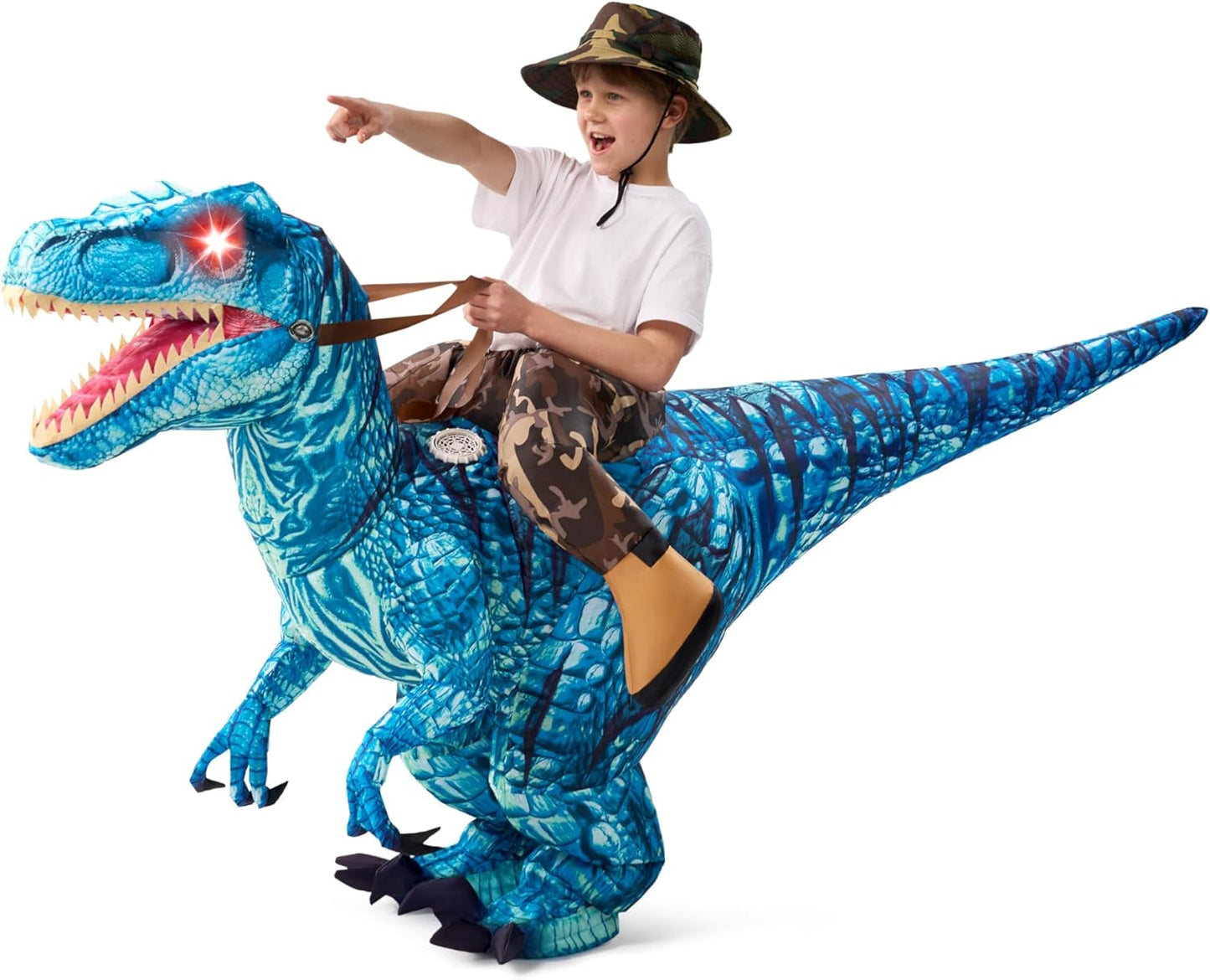 Raptor LED Blow Up Costume for Kids Halloween Fun and Parties