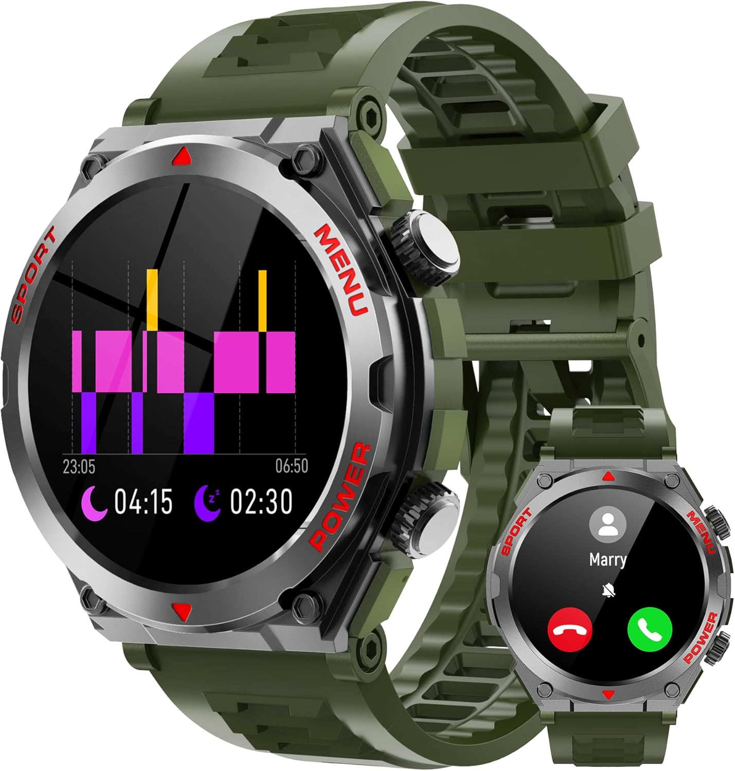 Tactical Smartwatch: Text, Call, Heart Rate, Oxygen - iPhone/Android