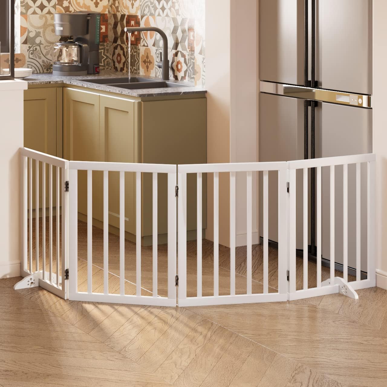Wooden Dog Gate Freestanding Foldable Pet Gate for Doorways