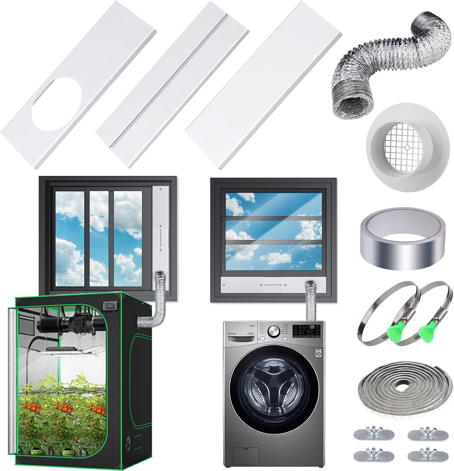 Versatile Window Vent Kit, Compatible with HVAC & AC